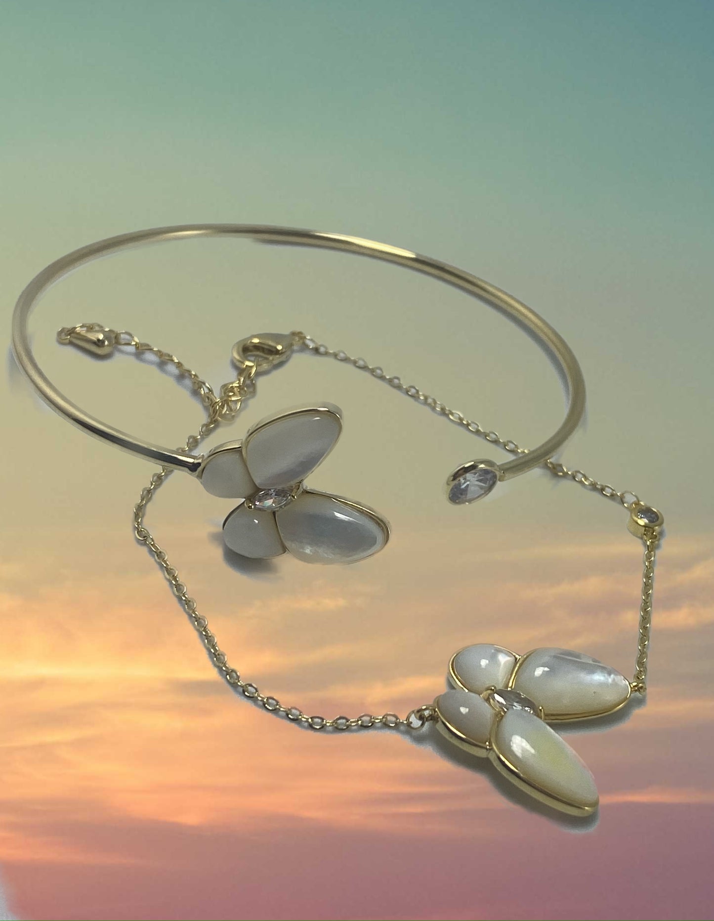 Ivory Butterfly Bangle Set