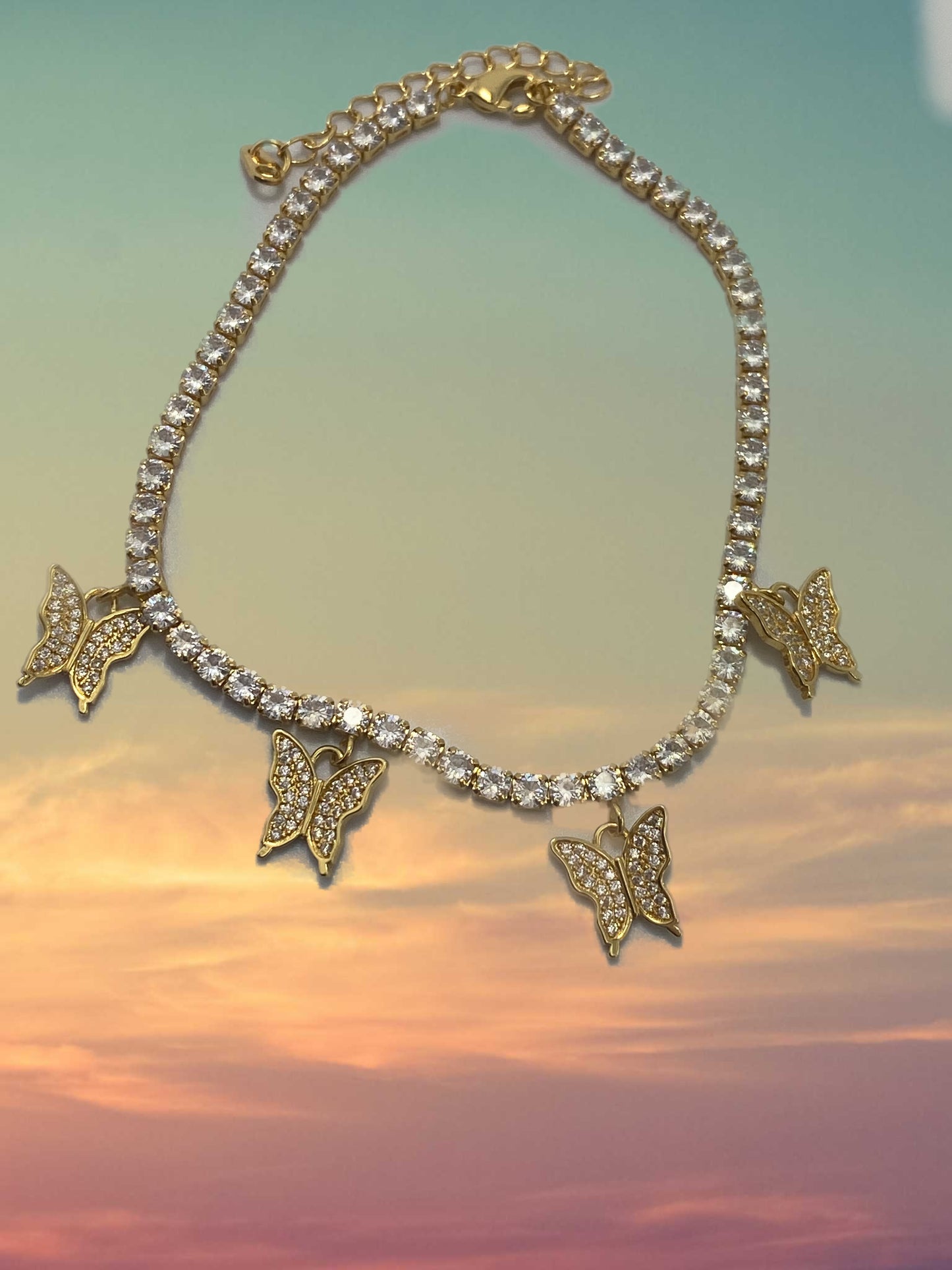 Gold Butterfly Tennis Anklet